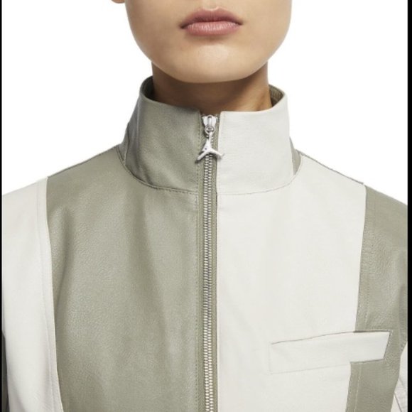 NWT SZ L Nike Jordan Leather Block Jacket - Picture 3 of 9